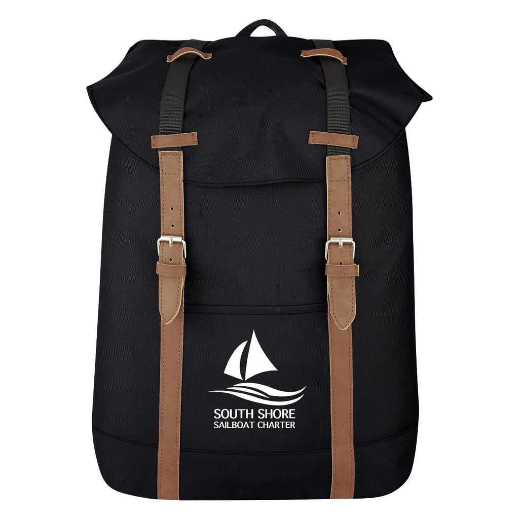 Drawstring Backpack with a Flap - Silk Screen