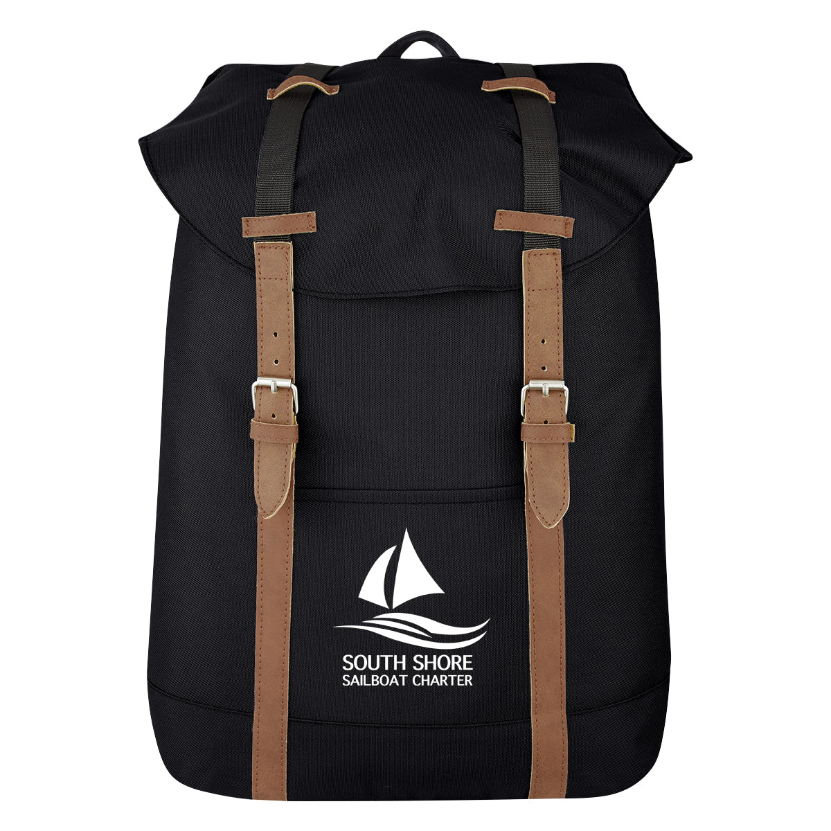 Drawstring Backpack with a Flap - Silk Screen