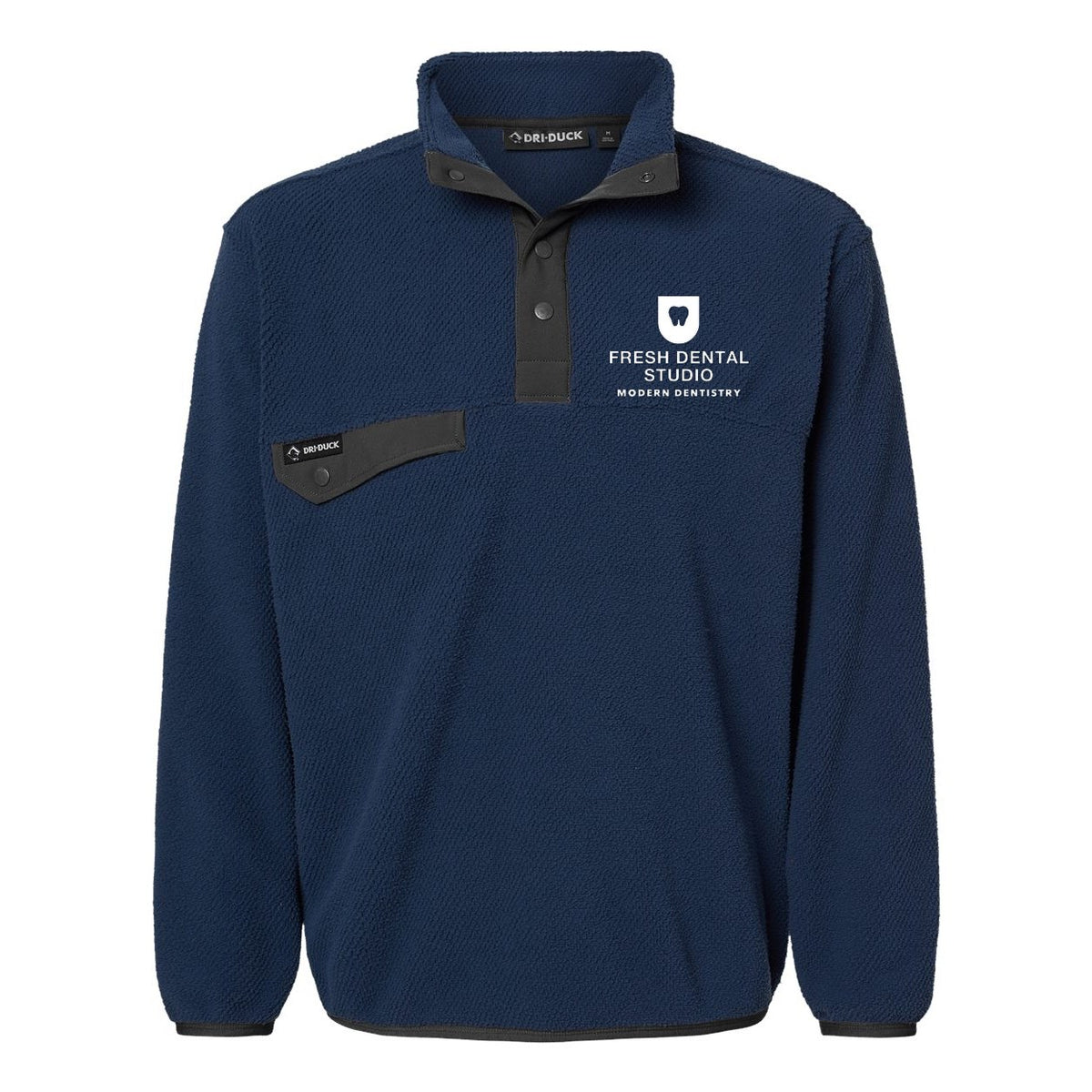 DRI DUCK Men's Brooks Sherpa Mountain Fleece Pullover Embroidery - Deep Blue - Front