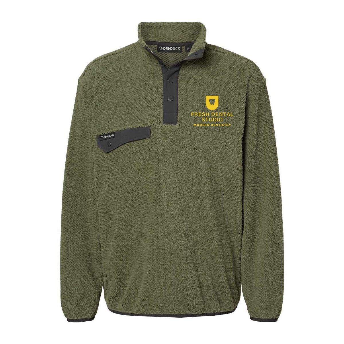DRI DUCK Men's Brooks Sherpa Mountain Fleece Pullover Embroidery - Sage - Front