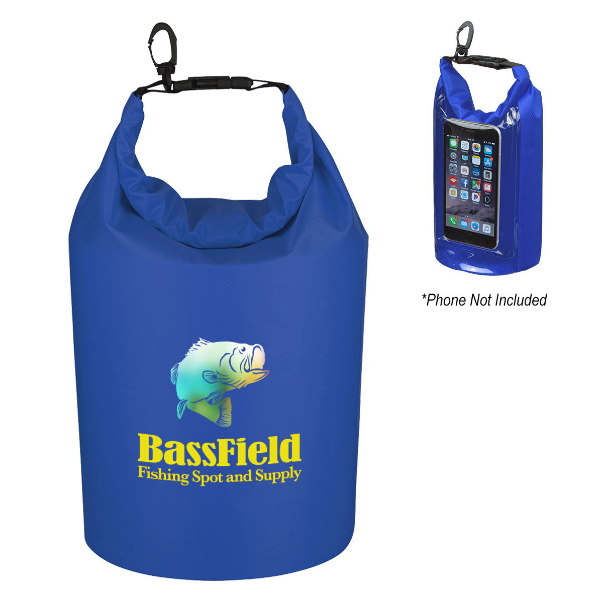 Dry Bag with Window, Waterproof - Clear With Royal - Colorbrite