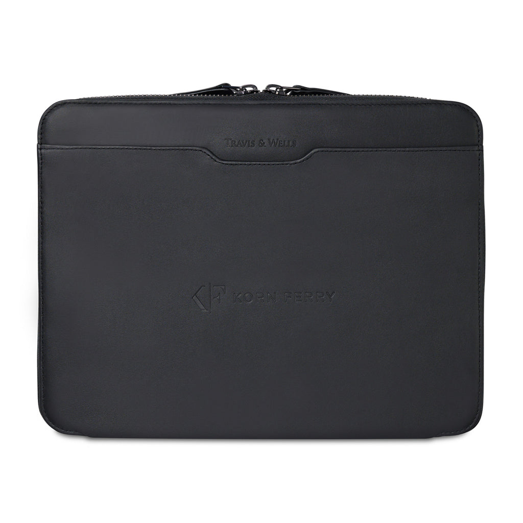 Envoy Executive Zip Padfolio in Top Grain Leather Embroidery - Black - View 1