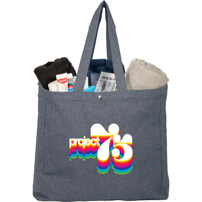 Eon Recycled Cotton Tote with Snap Closure, 5 oz Embroidery