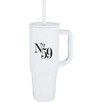 Erie Straw Tumbler with Handle, 30 oz - White - Front