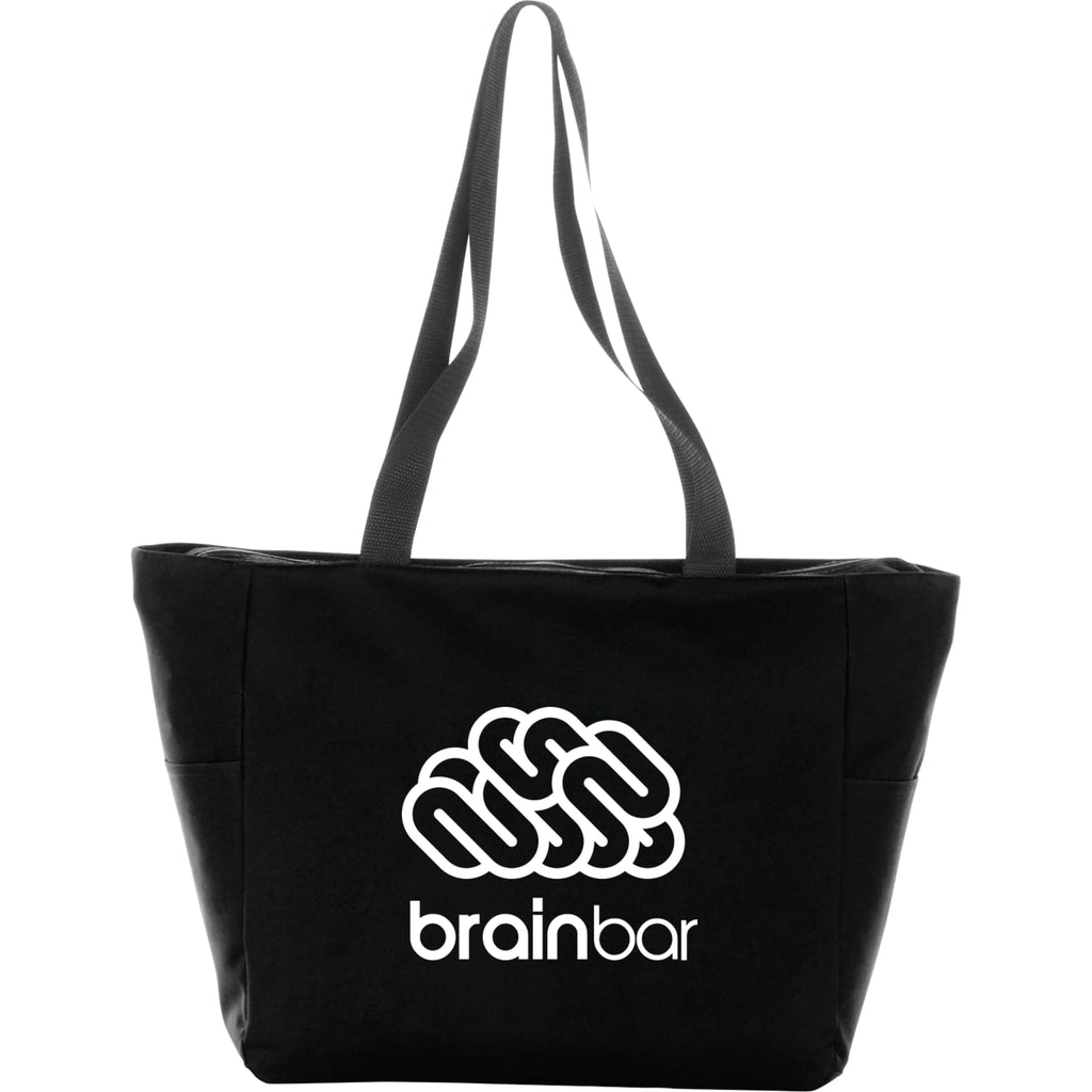 Essential Convention Tote with Zip Top Embroidery - Black - Front