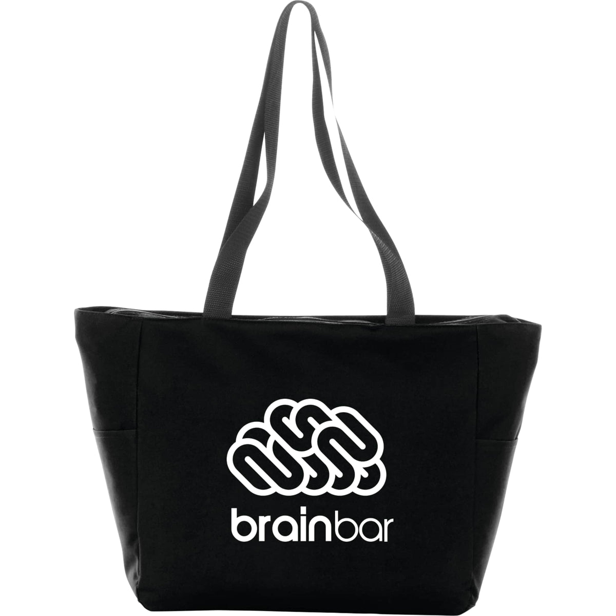 Essential Convention Tote with Zip Top Embroidery - Black - Front