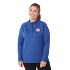 Evans Recycled Performance Half Zip for Women Embroidery - New Royal - Front On Model