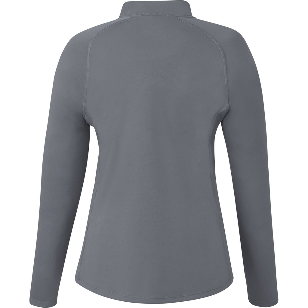 Evans Recycled Performance Half Zip for Women Embroidery - Steel Grey - Back