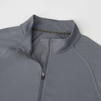 Evans Recycled Performance Half Zip for Women Embroidery - Steel Grey - Detail Collar
