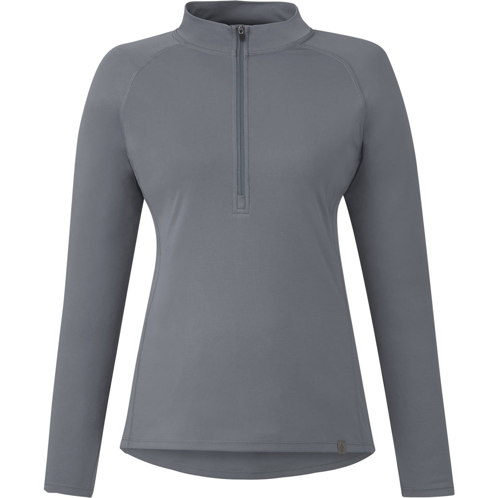 Evans Recycled Performance Half Zip for Women Embroidery - Steel Grey - Front