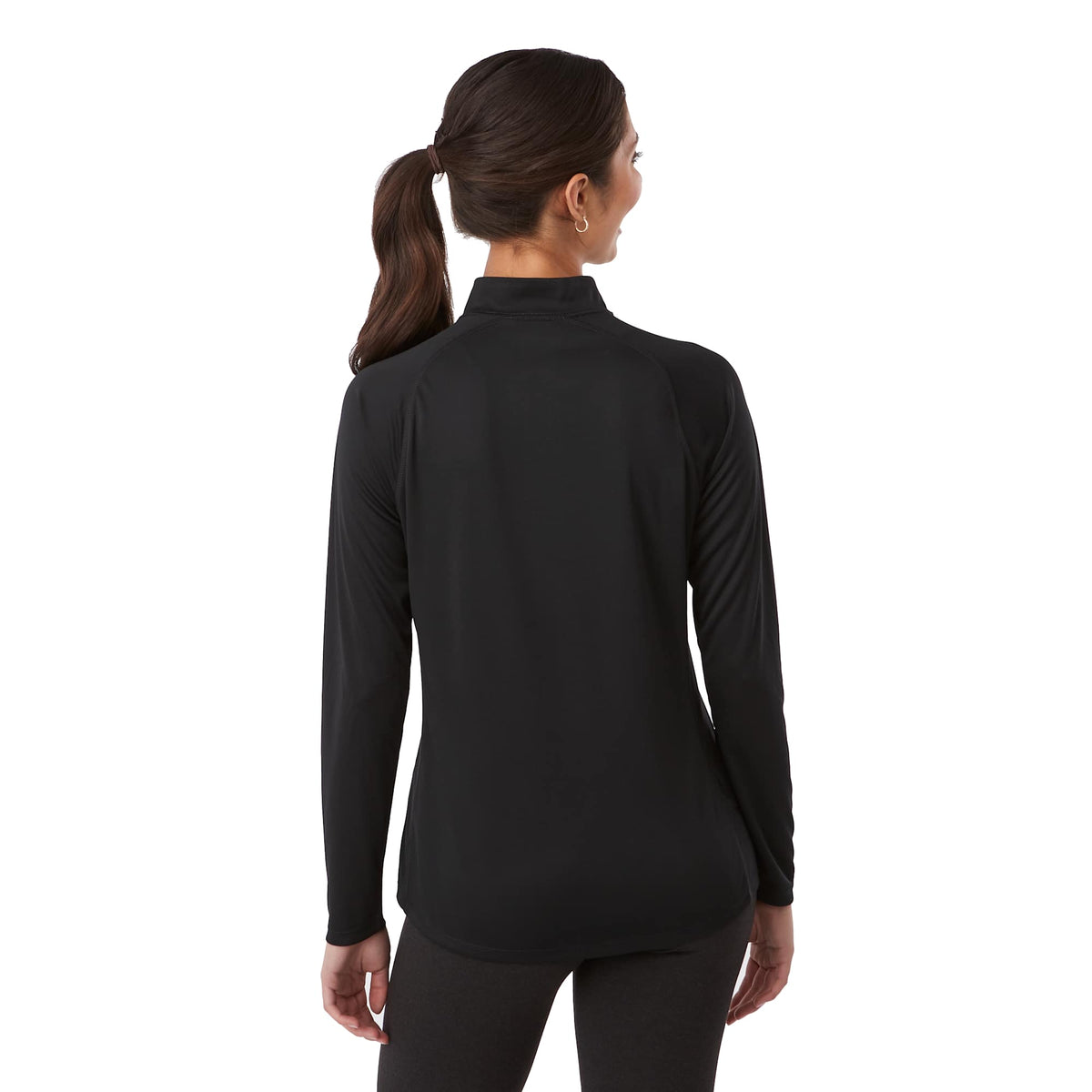 Evans Recycled Performance Half Zip for Women Transfer - Black - Back On Model