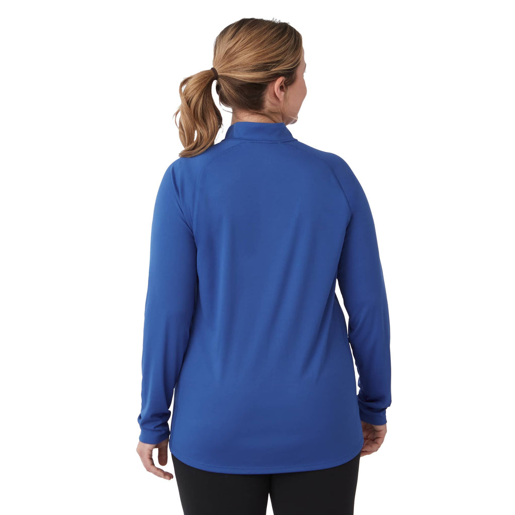 Evans Recycled Performance Half Zip for Women Transfer - New Royal - Back On Model