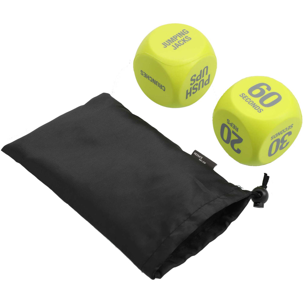 Exercise Dice Set in a Recycled Pouch Transfer - Yellow - Left Angle 4