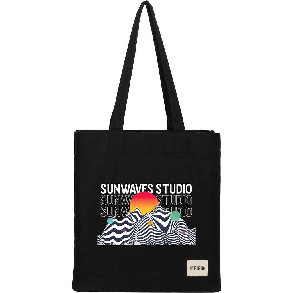 FEED Gusseted Organic Cotton Book Tote Transfer - Black - Front