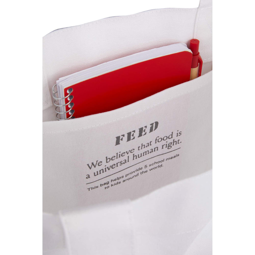 FEED Gusseted Organic Cotton Book Tote Transfer - White - Detail 2