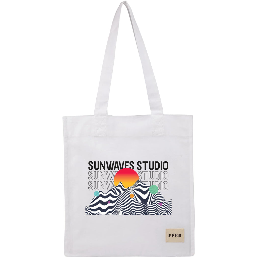 FEED Gusseted Organic Cotton Book Tote Transfer - White - Front