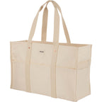 FEED Large Organic Market Tote with Three Pockets Transfer - Natural - Left Angle