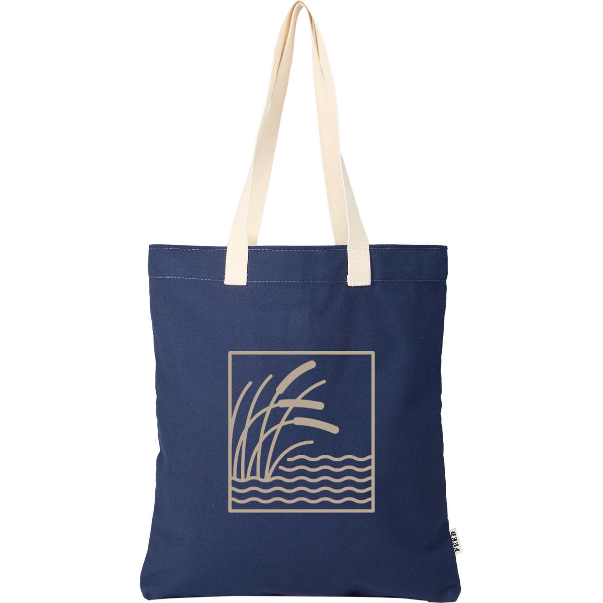 FEED Organic Convention Tote with Pen Loop Embroidery - Navy - Front