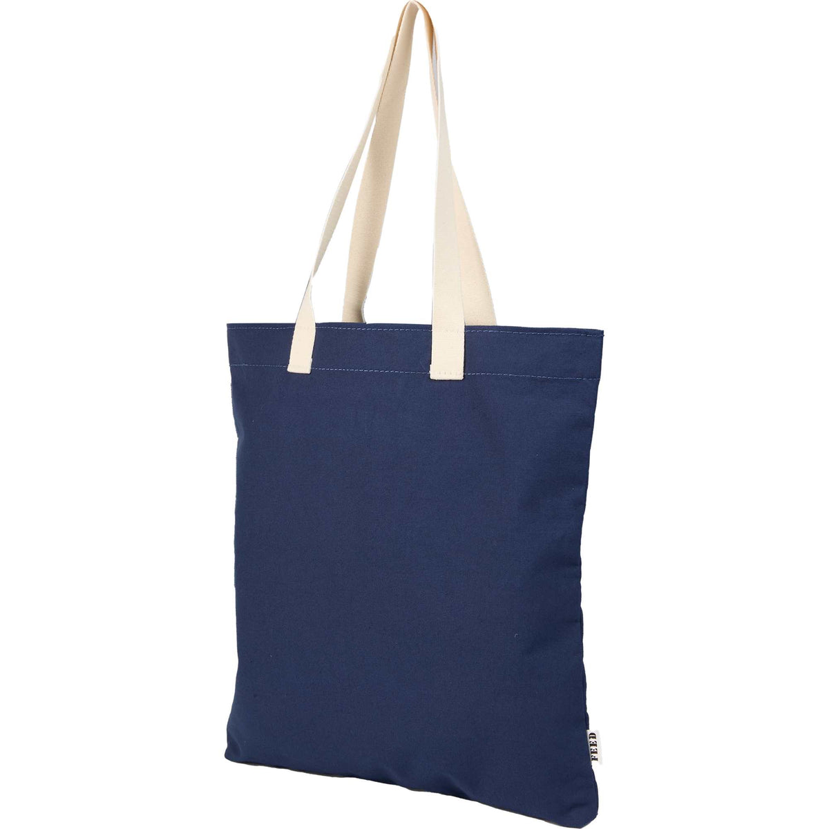 FEED Organic Convention Tote with Pen Loop Embroidery - Navy - Left Angle