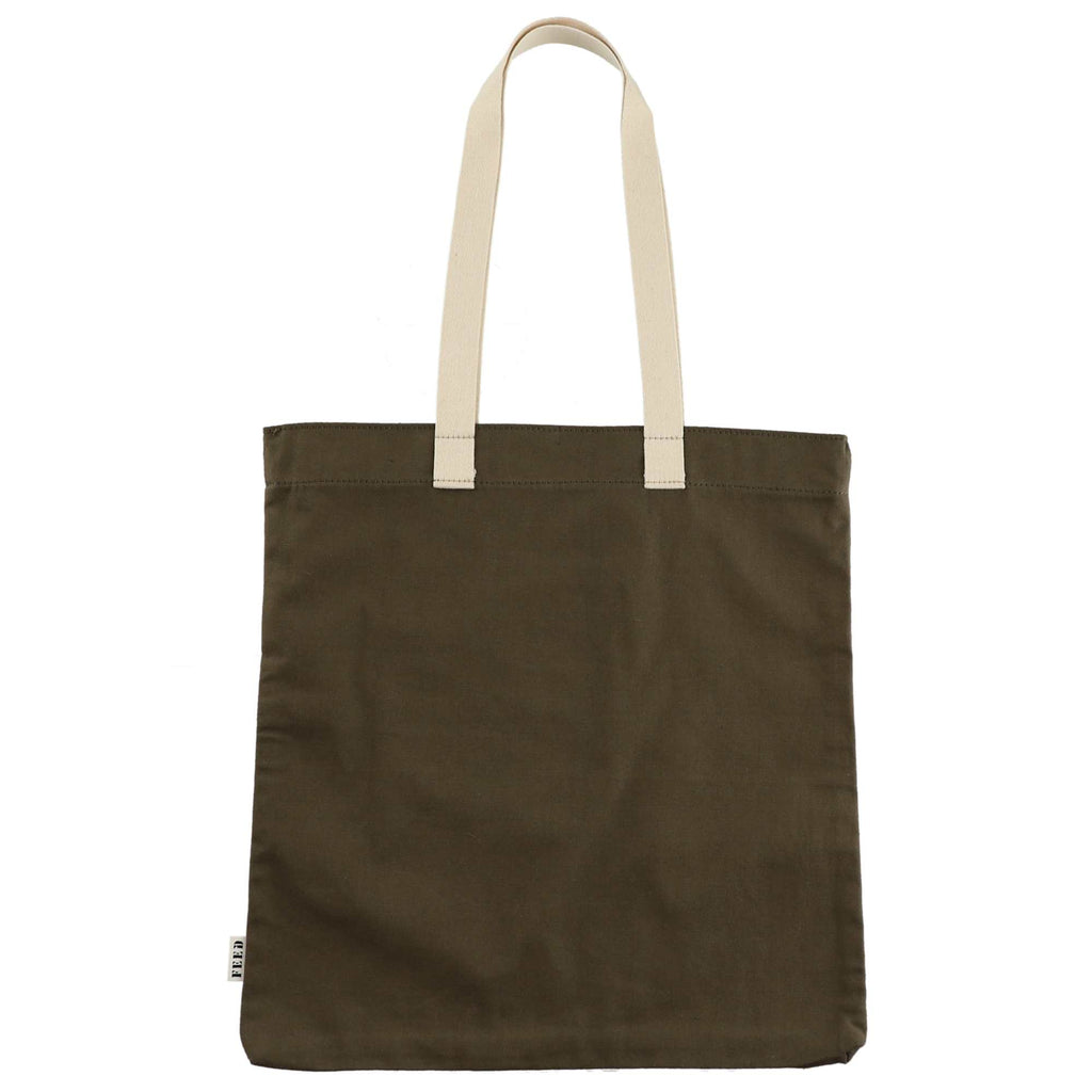 FEED Organic Convention Tote with Pen Loop Embroidery - Olive - Back