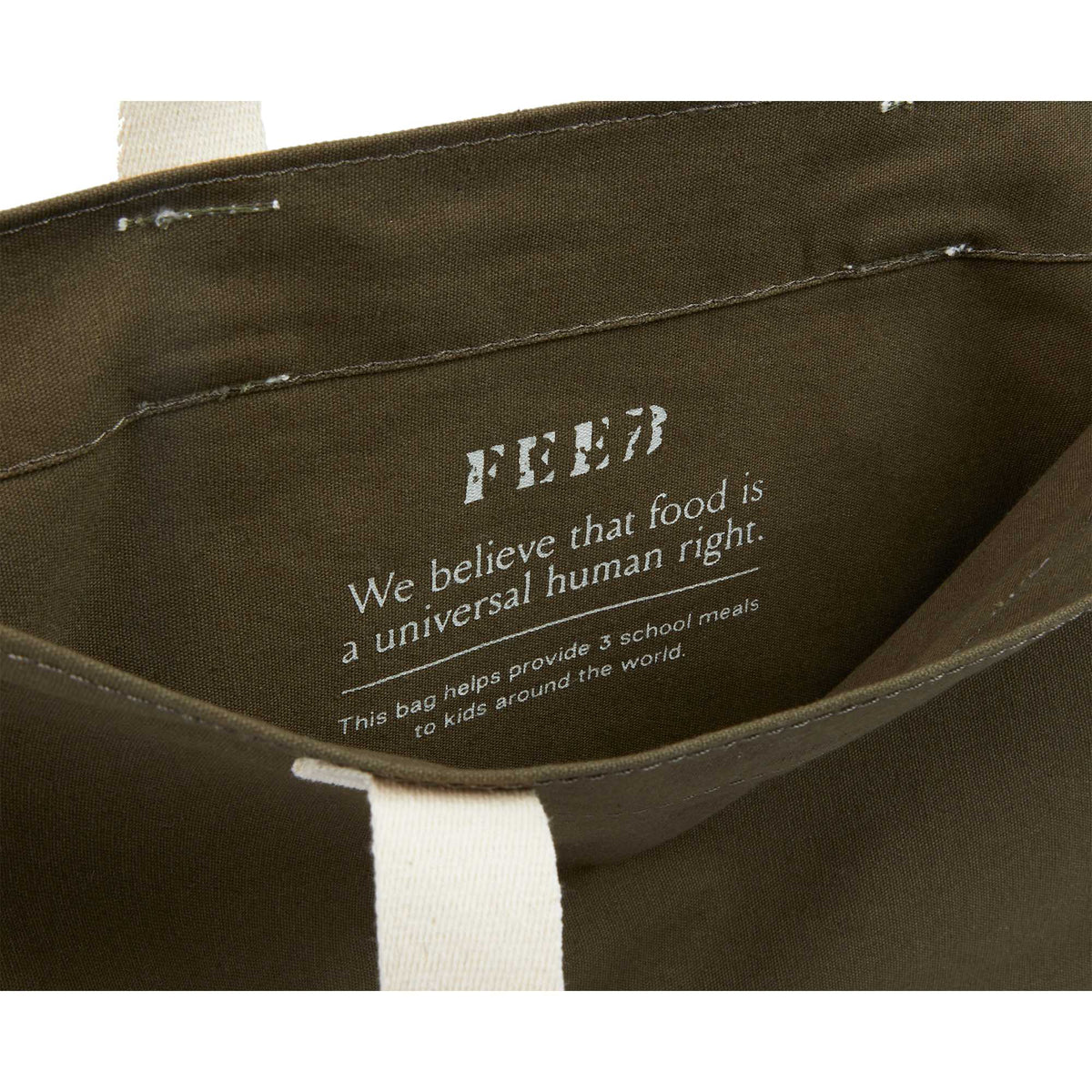 FEED Organic Convention Tote with Pen Loop Transfer - Olive - Detail Reshoot