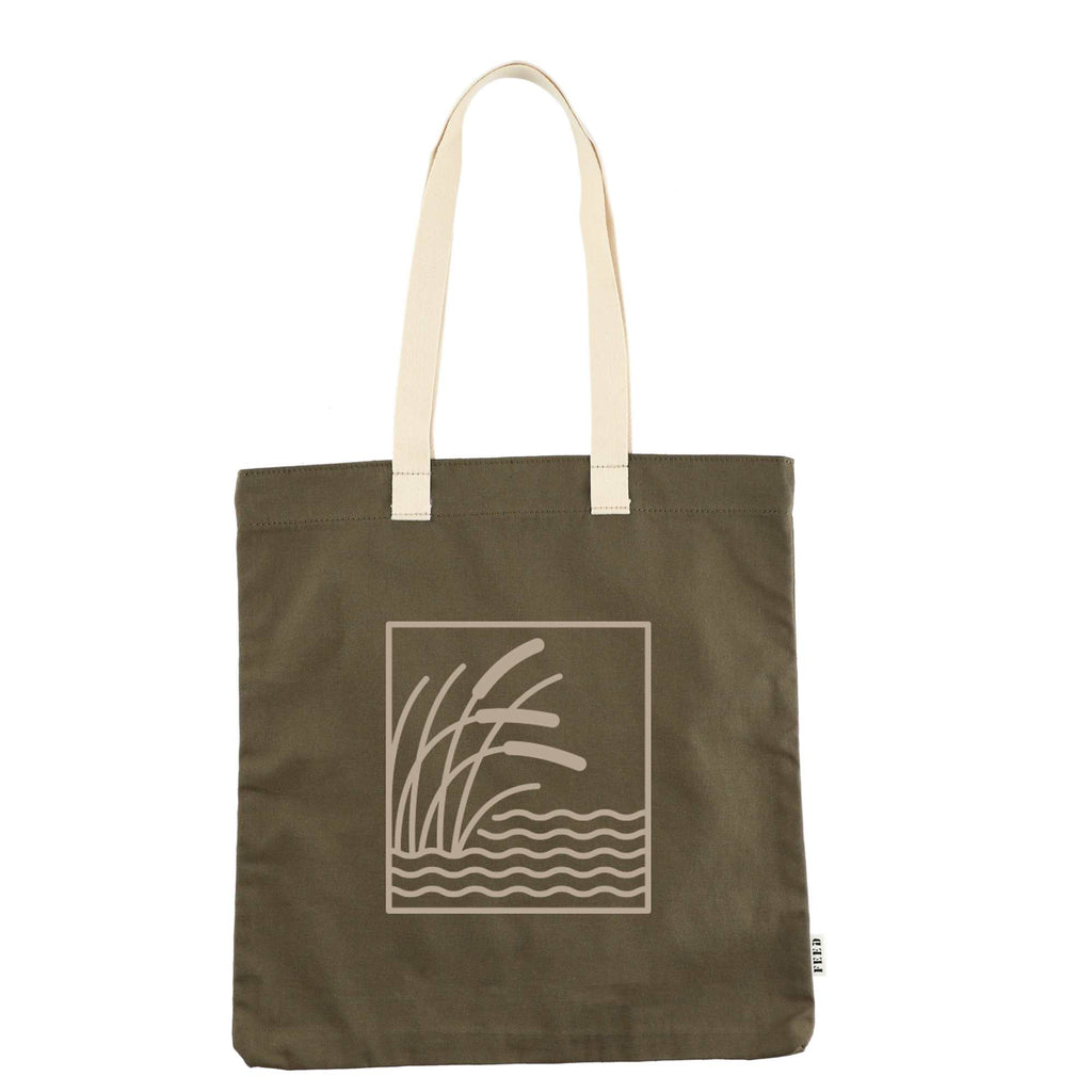 FEED Organic Convention Tote with Pen Loop Transfer - Olive - Front 2