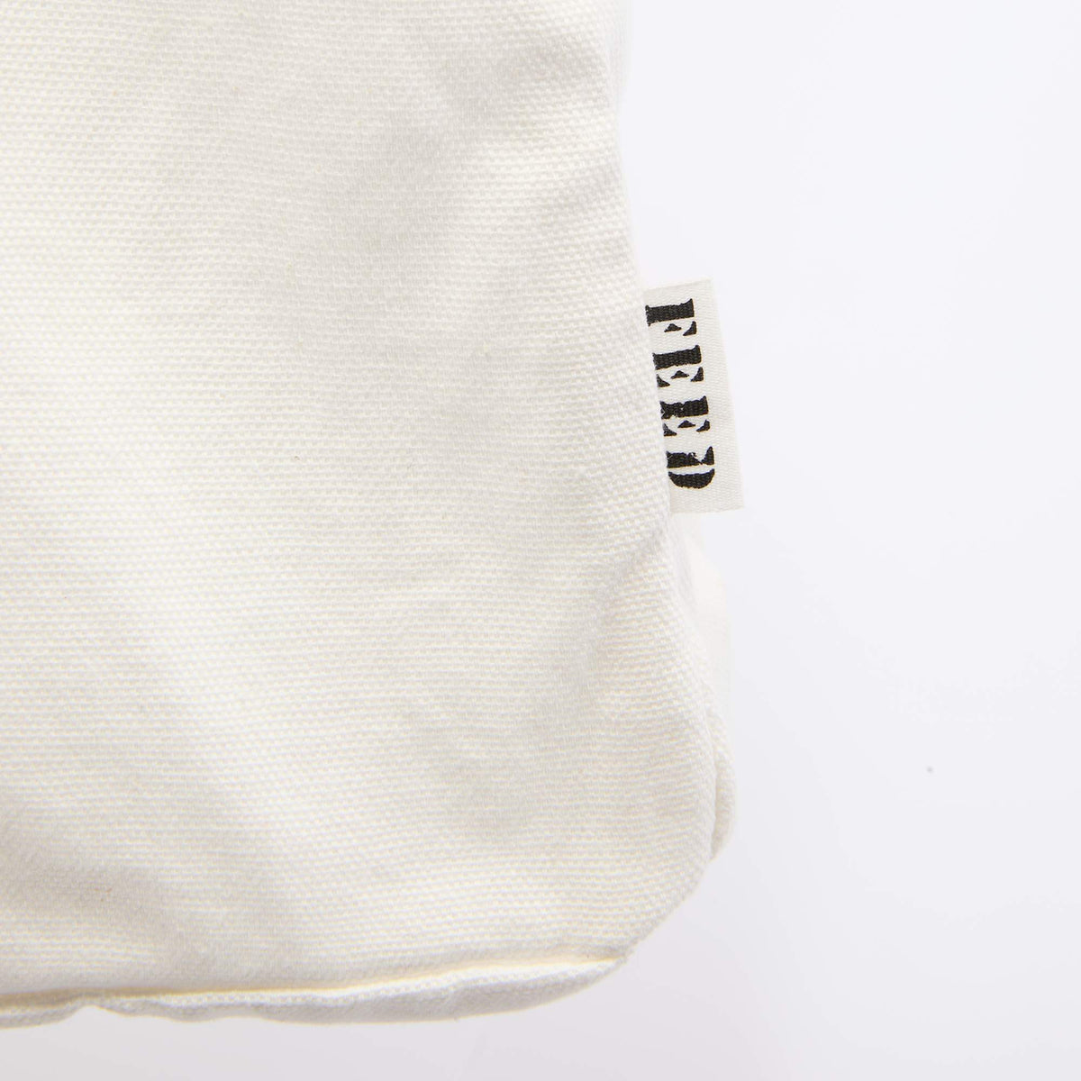FEED Organic Cotton Tote with Copper Rivets Embroidery - White - Detail 3
