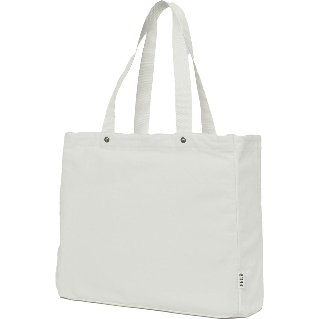 FEED Organic Cotton Tote with Copper Rivets Transfer - White - Left Angle