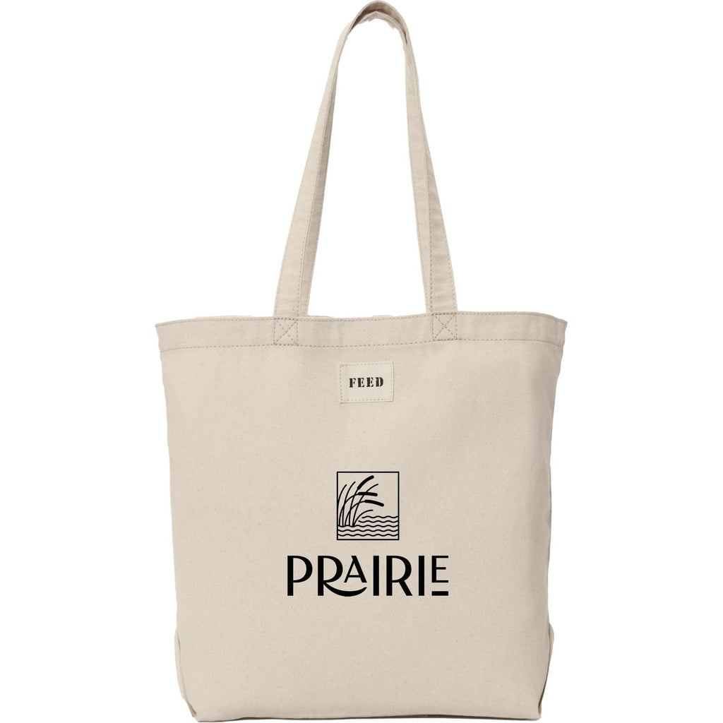 FEED Organic Shopper Tote, 8 oz Embroidery - Natural - Front