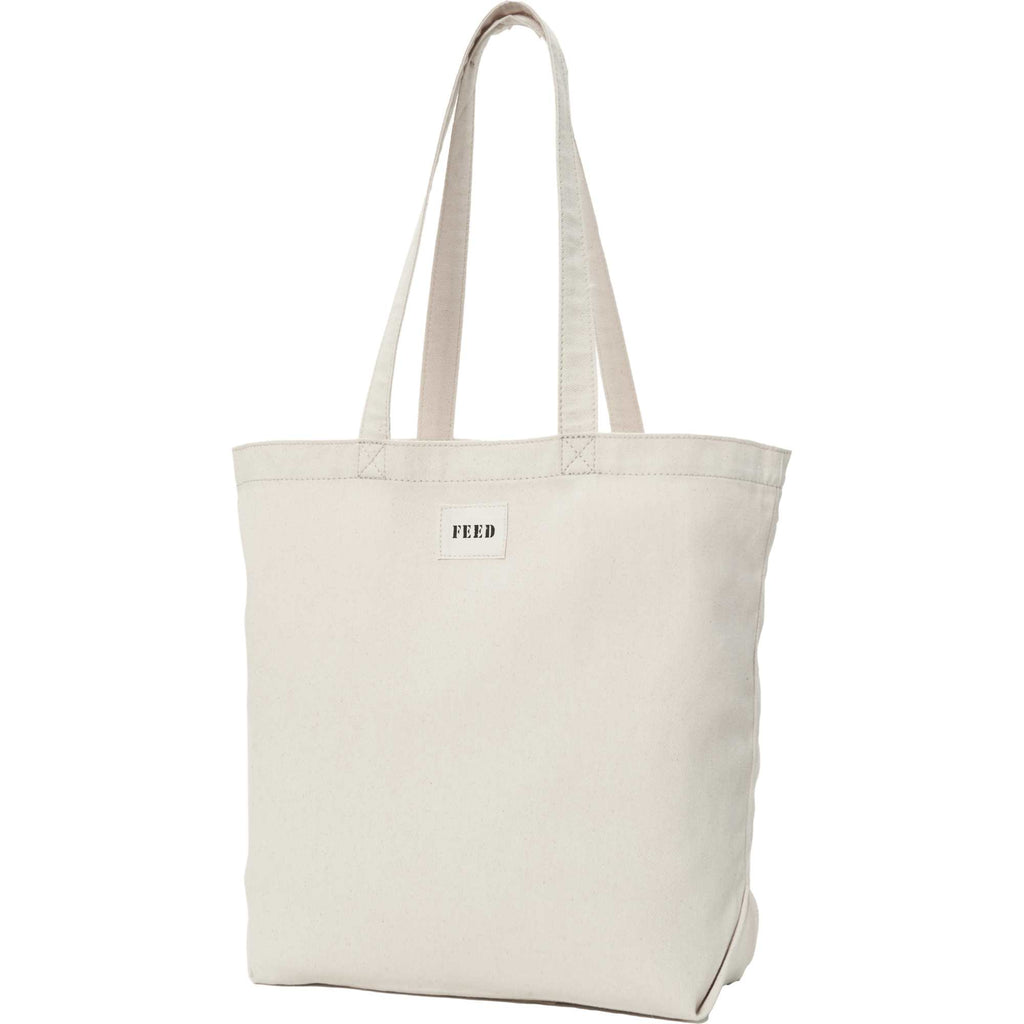 FEED Organic Shopper Tote, 8 oz Embroidery - Natural - Left Angle