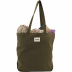 FEED Organic Shopper Tote, 8 oz Embroidery - Olive - Front Propped 2