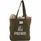 FEED Organic Shopper Tote, 8 oz Embroidery - Olive - Front Propped