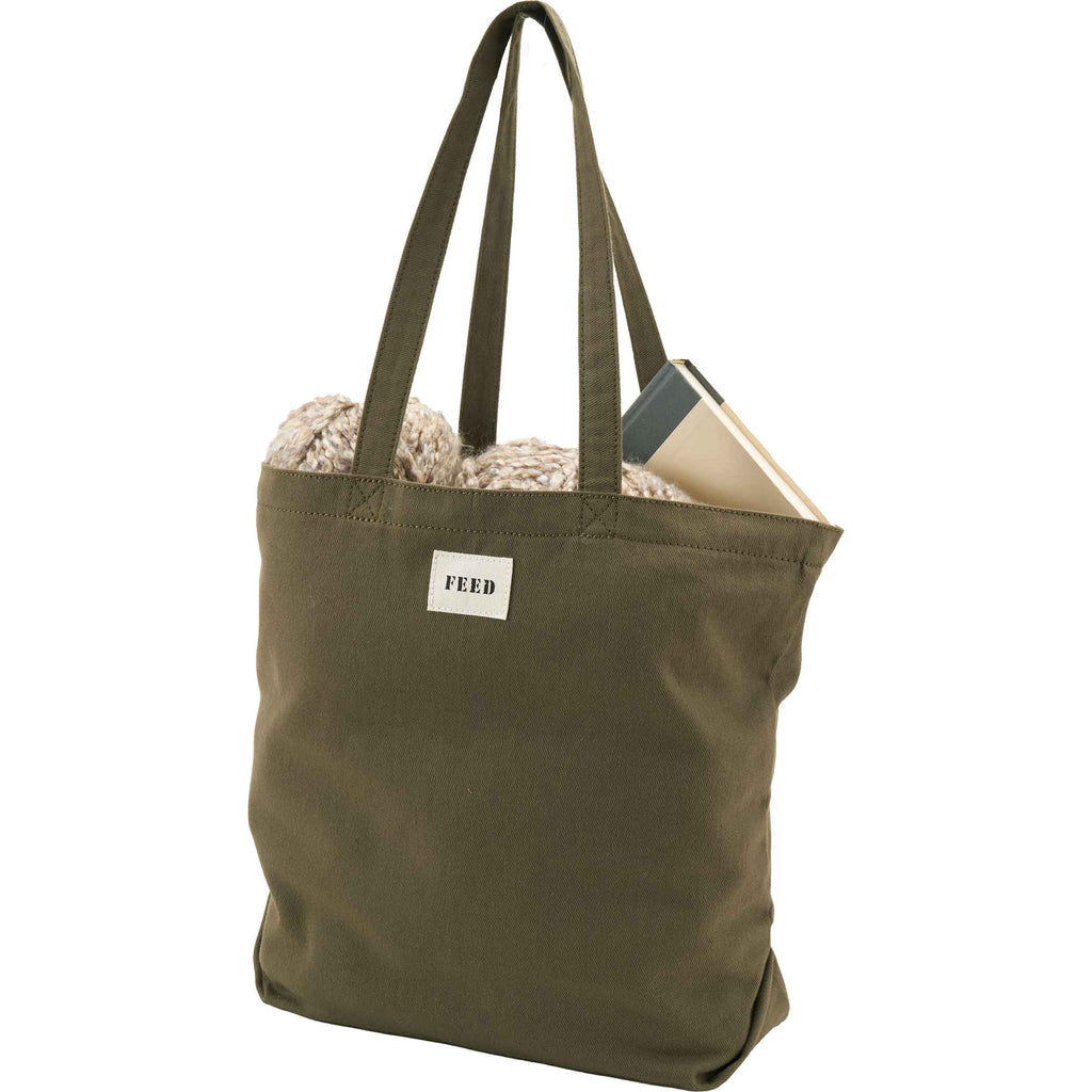 FEED Organic Shopper Tote, 8 oz Transfer - Olive - Left Angle 4