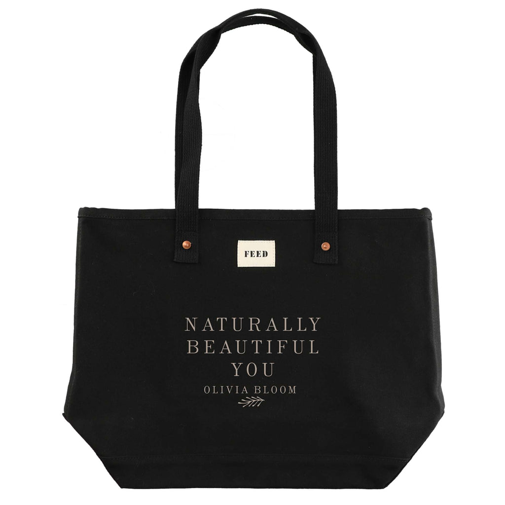 FEED Organic Weekend Tote, 12 oz Embroidery - Black - Front