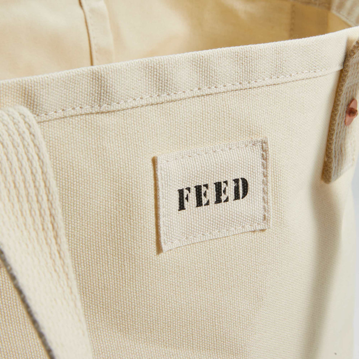 FEED Organic Weekend Tote, 12 oz Embroidery - Natural - Detail