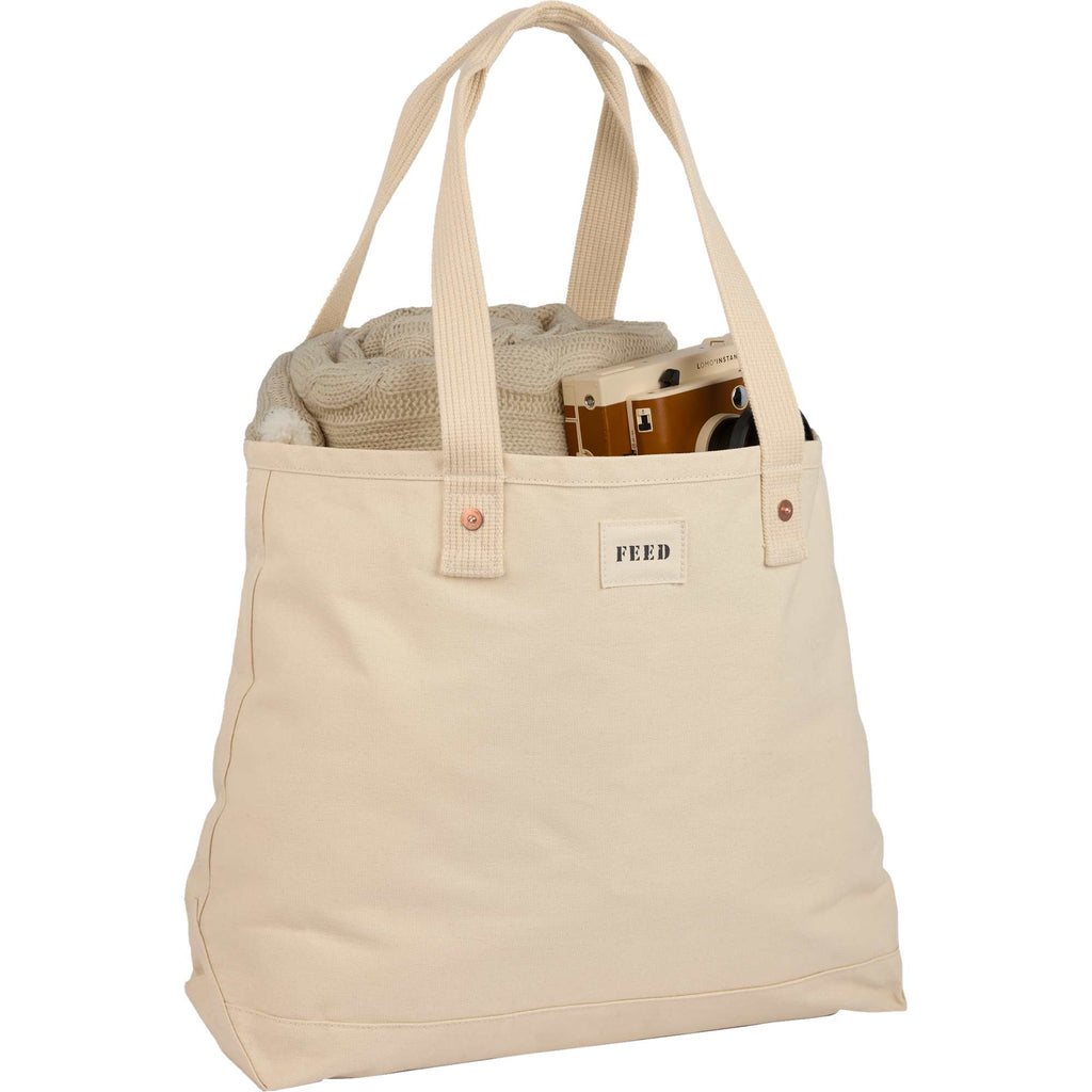 FEED Organic Weekend Tote, 12 oz Embroidery - Natural - Propped 2