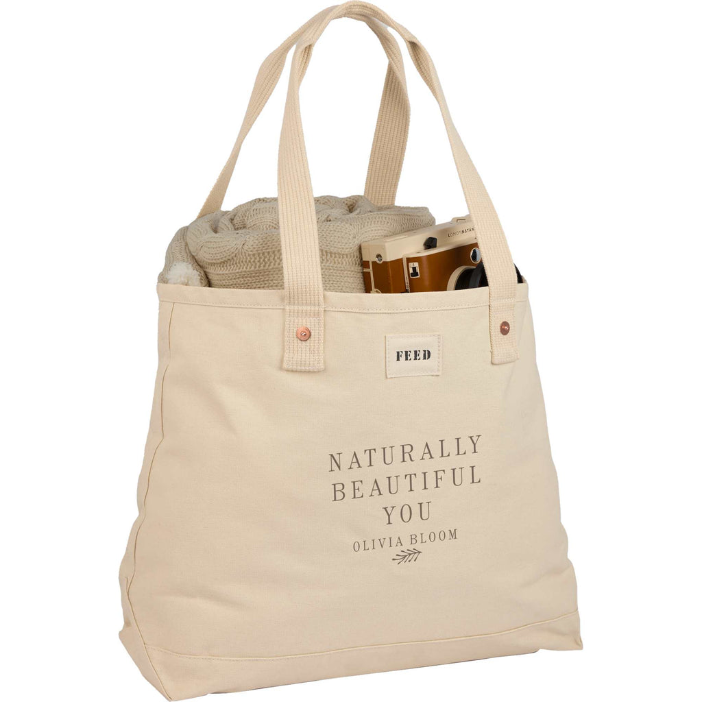 FEED Organic Weekend Tote, 12 oz Embroidery - Natural - Propped
