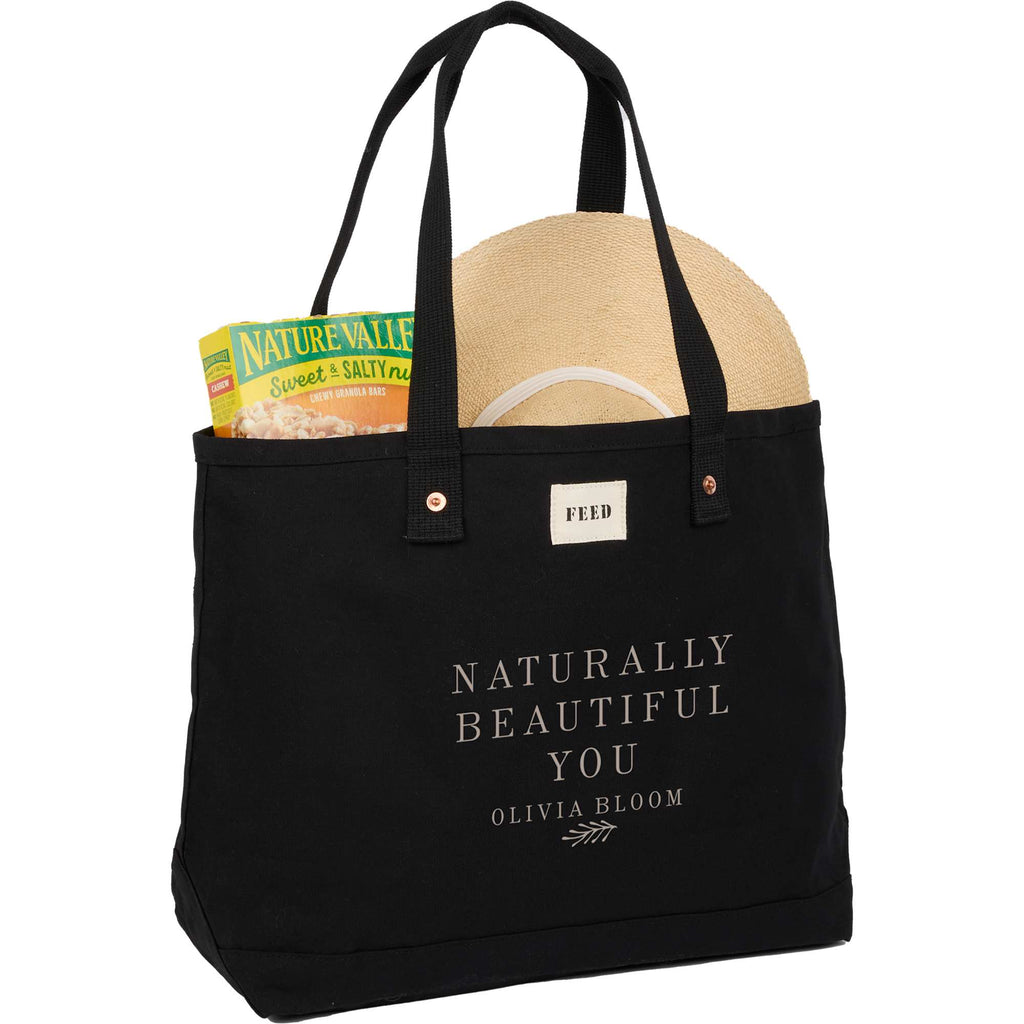 FEED Organic Weekend Tote, 12 oz Transfer - Black - Propped