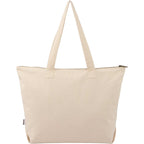 FEED Organic Zippered Tote with Brass D-Ring Transfer - Natural - Back