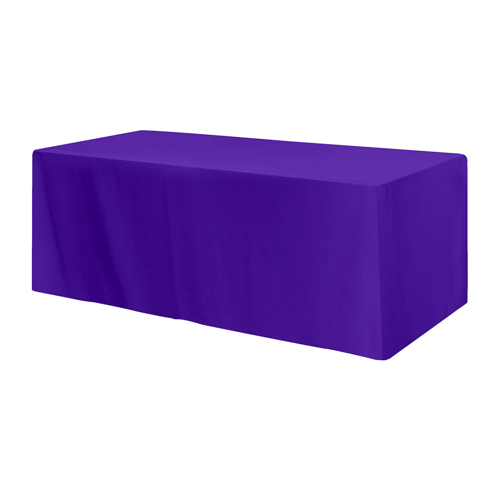 Fitted Poly Cotton Table Cover, Three Sided, 8 Foot Table - Purple