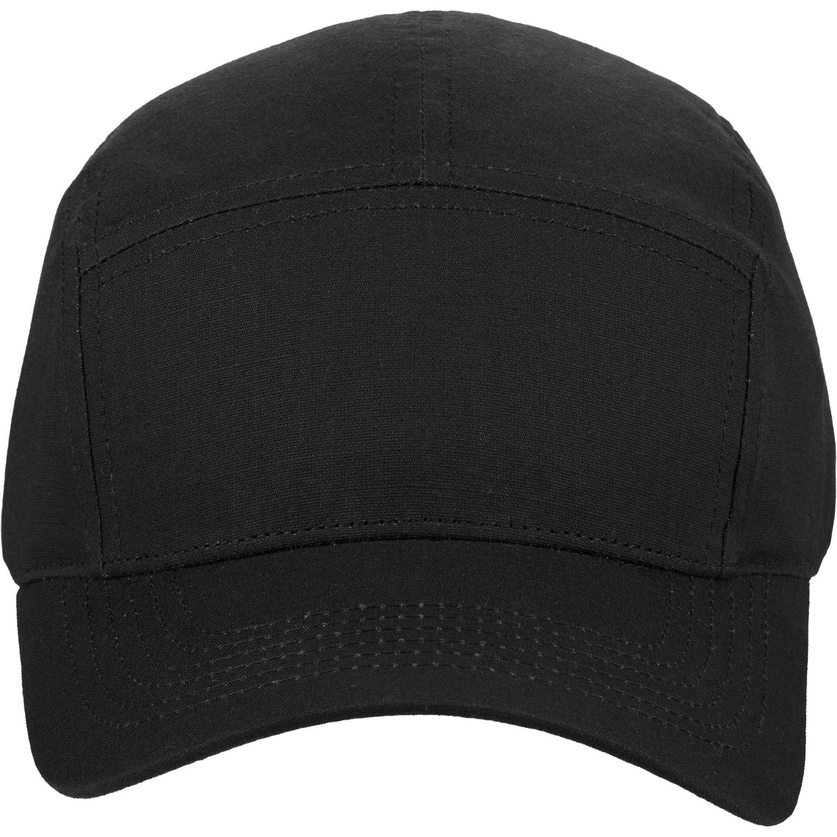 Five Panel Cap in Recycled Cotton Ripstop Embroidery - Black - Front