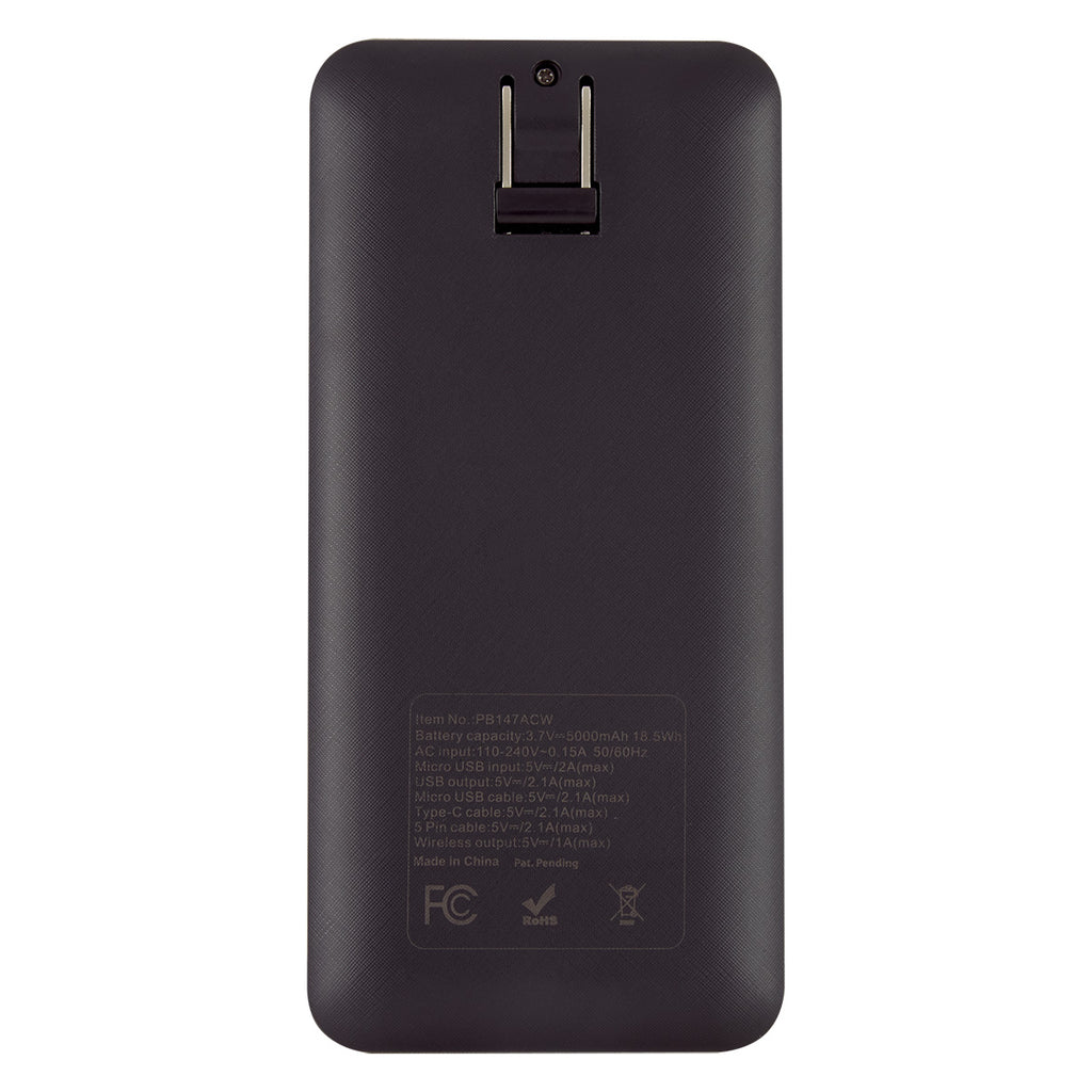 Five-Way Wireless Power Bank - Black - Back