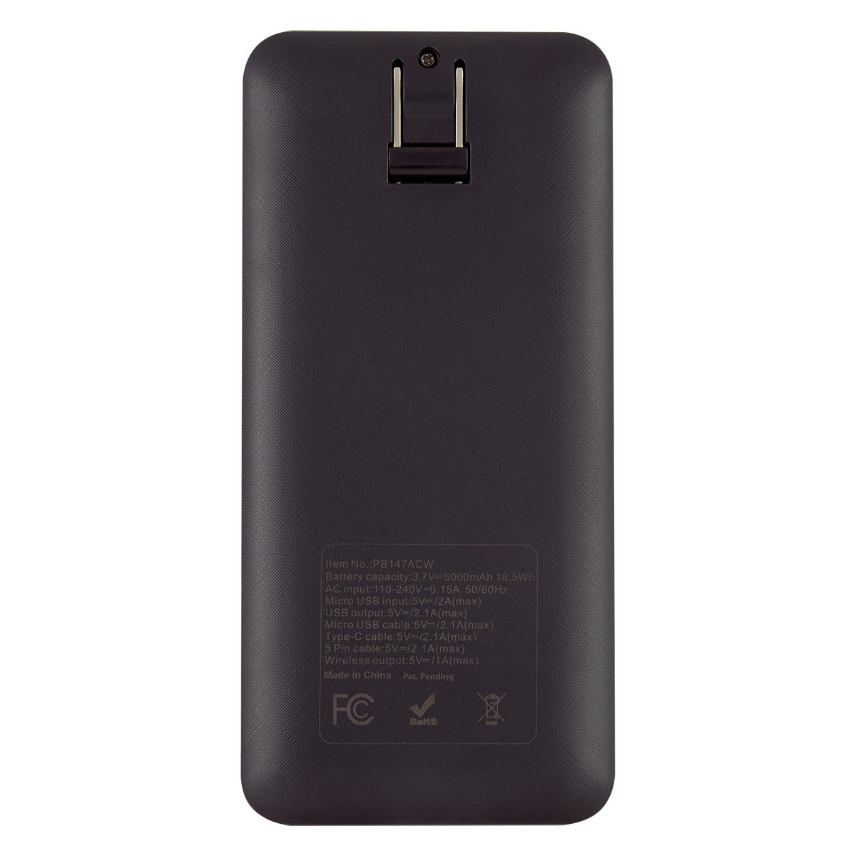 Five-Way Wireless Power Bank - Black - Back