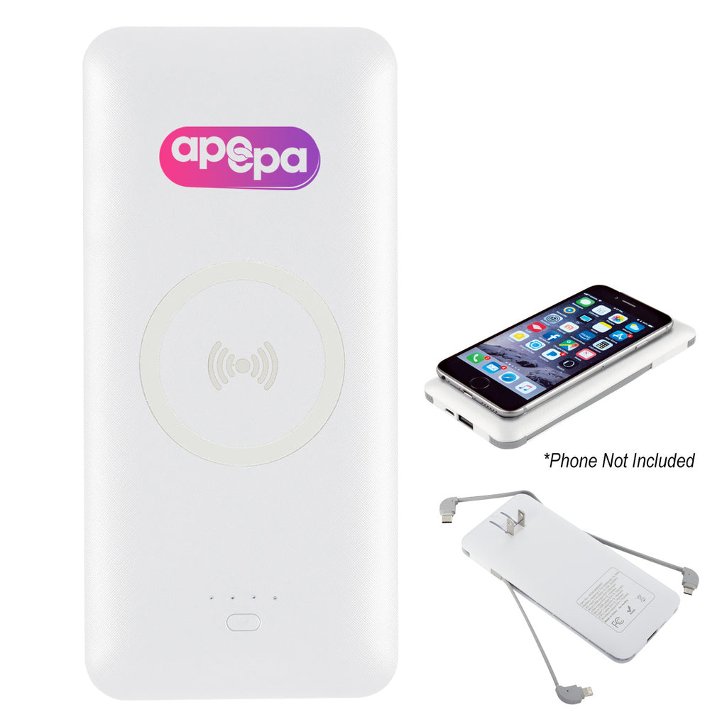 Five-Way Wireless Power Bank - White - Full Color
