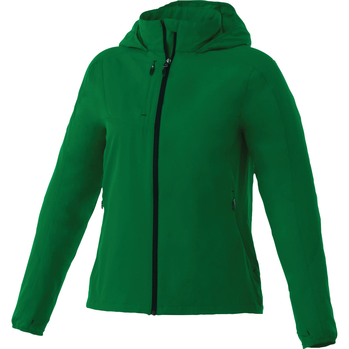 Flint Water Resistant Jacket with Roll-Away Hood for Women Embroidery - Forest Green - Front Flat