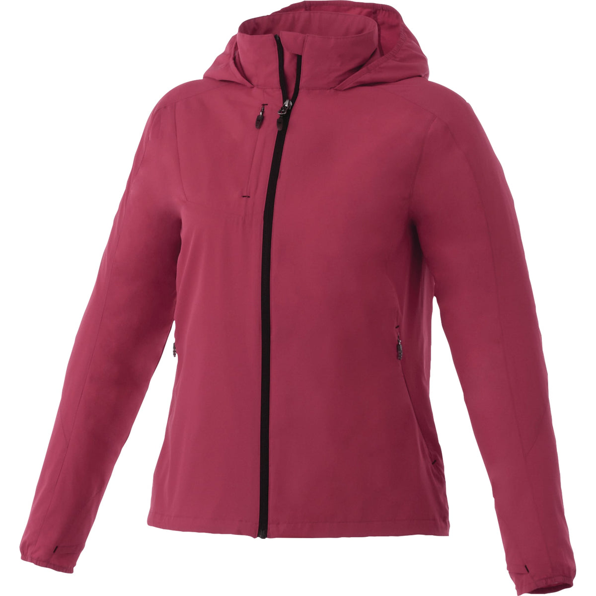 Flint Water Resistant Jacket with Roll-Away Hood for Women Embroidery - Maroon - Front Flat