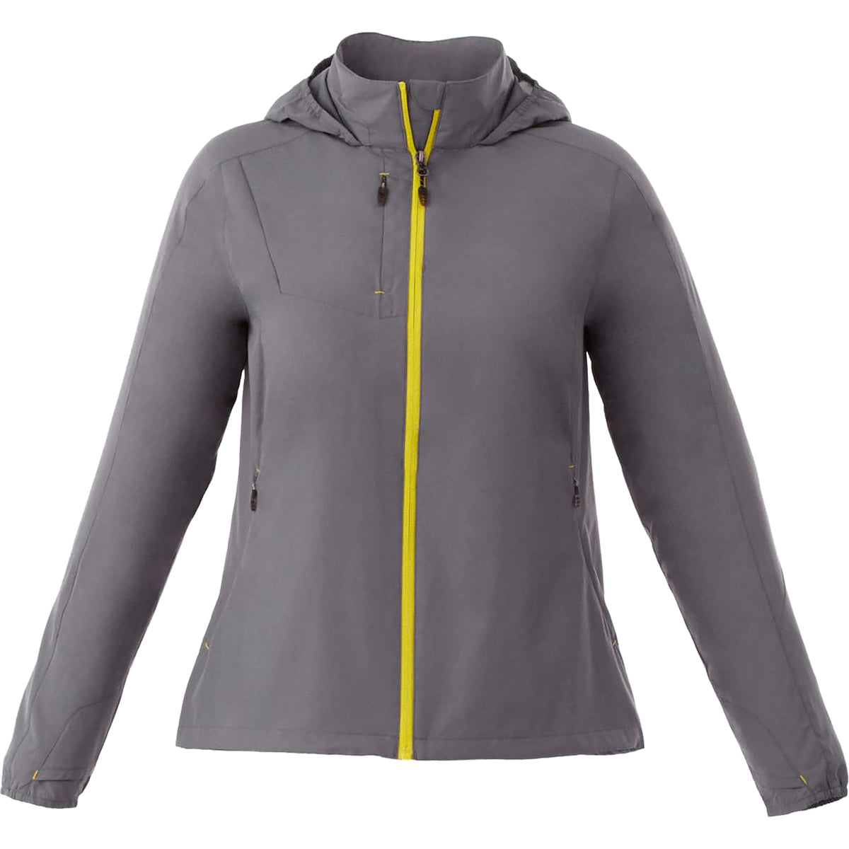 Flint Water Resistant Jacket with Roll-Away Hood for Women Embroidery - Steel Grey - Front