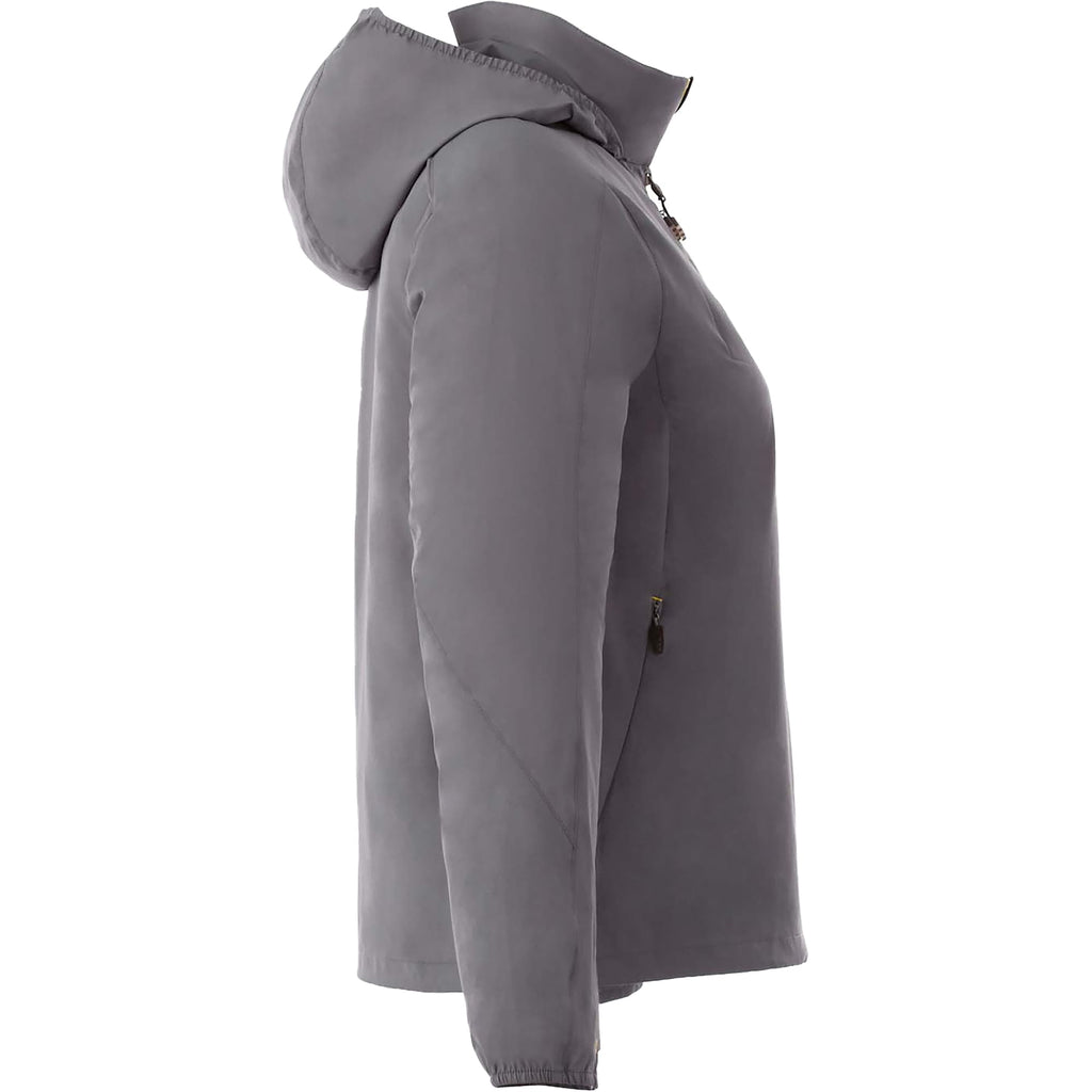 Flint Water Resistant Jacket with Roll-Away Hood for Women Embroidery - Steel Grey - Right Side