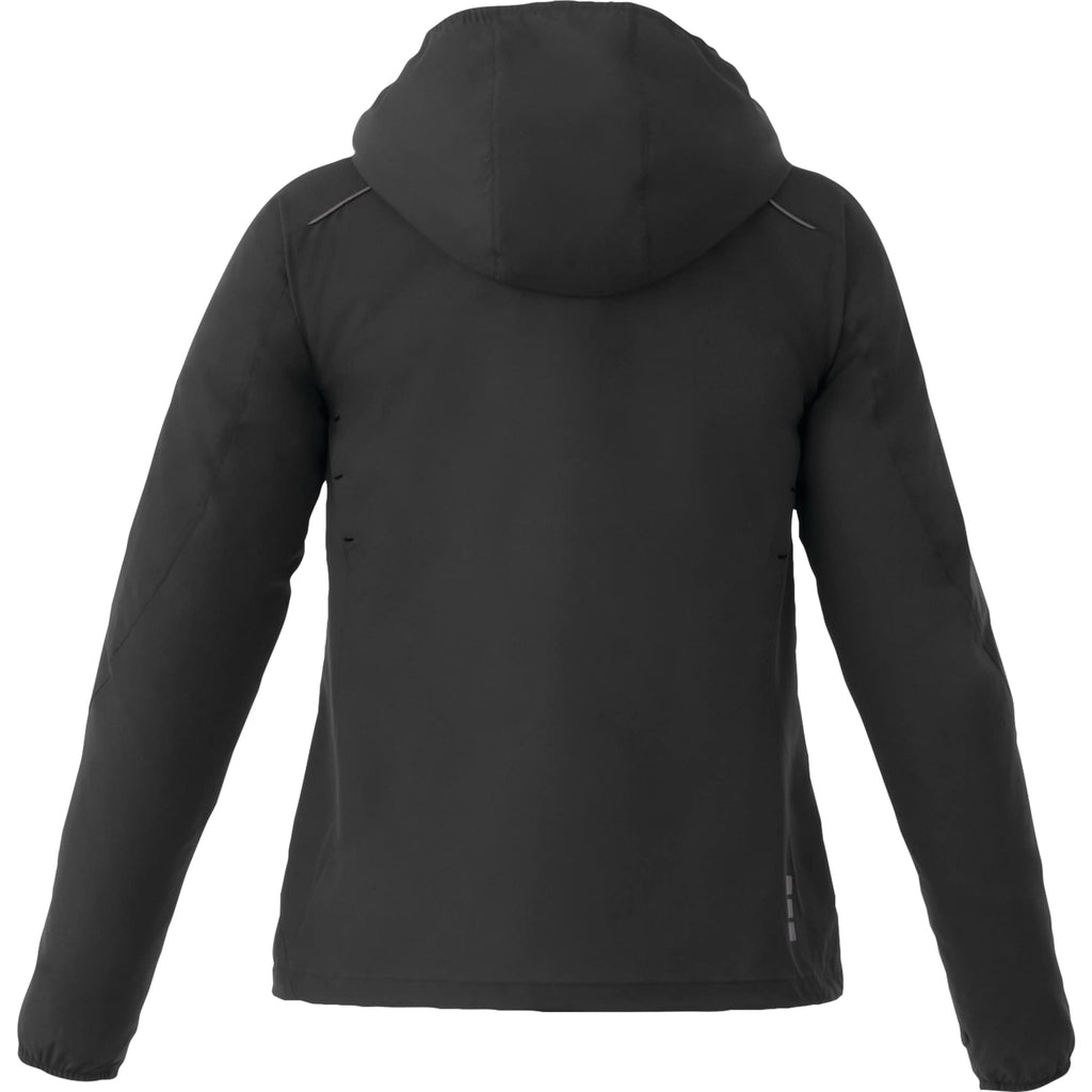 Flint Water Resistant Jacket with Roll-Away Hood for Women Transfer - Black - Back Flat