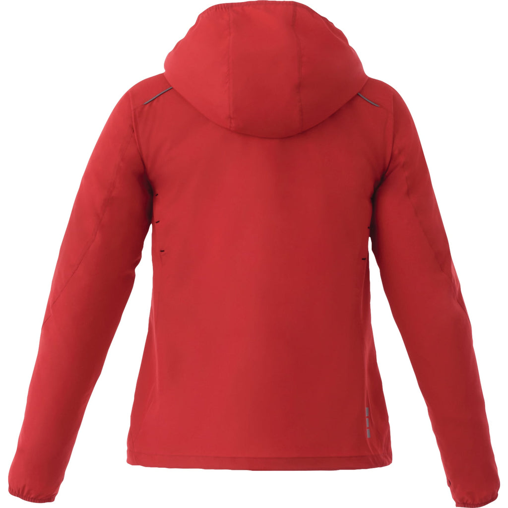 Flint Water Resistant Jacket with Roll-Away Hood for Women Transfer - Team Red - Back Flat